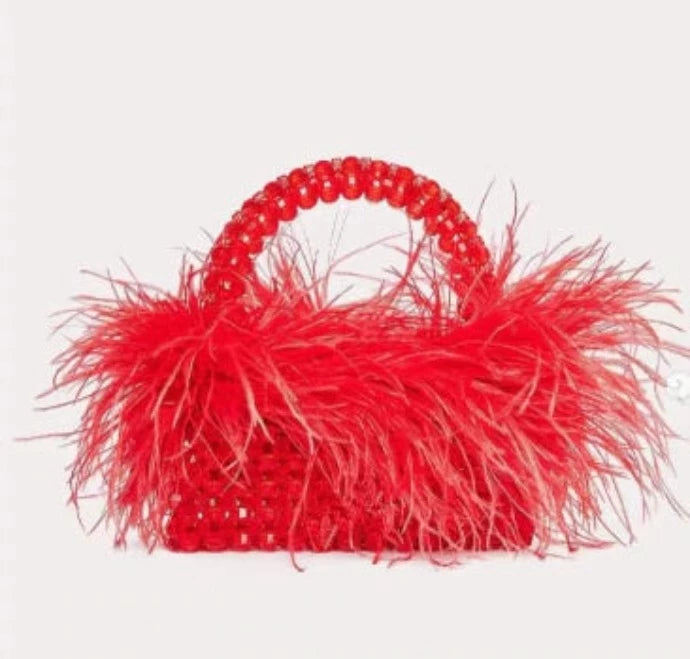 Red beaded evening bag