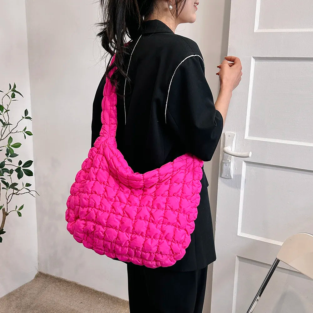 Oversized Quilted Crossbody Bag Pink