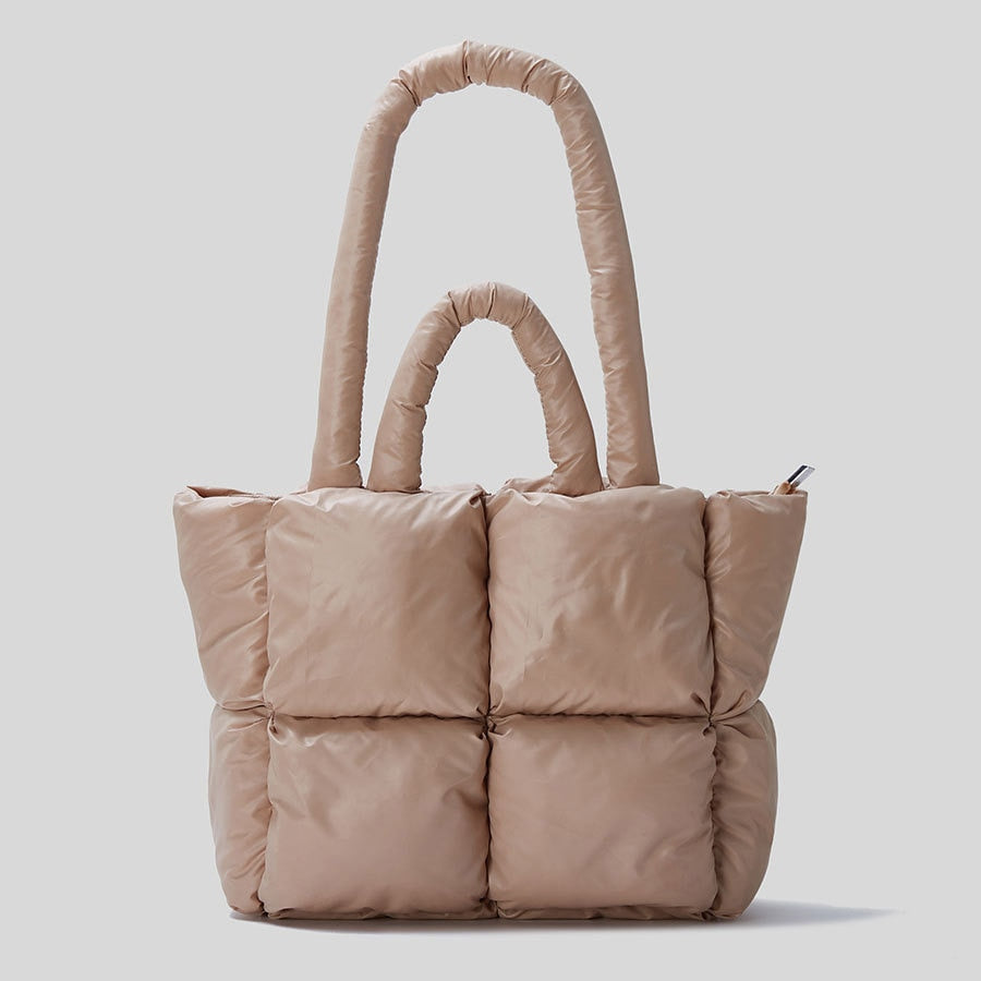 Khaki Quilted Tote Bag