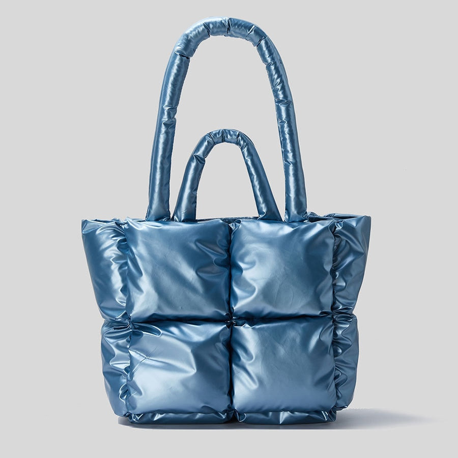 Blue Quilted Tote Bag
