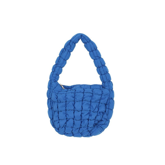 Blue Ruched Puff Bag 