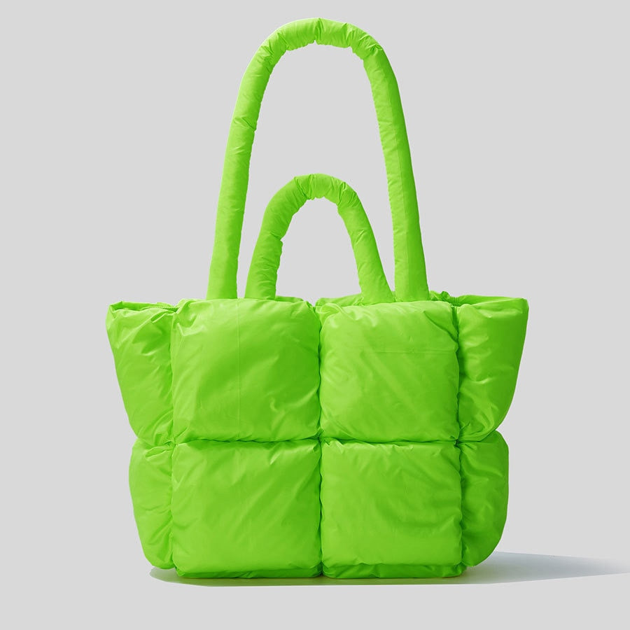 Lime Green Quilted Tote Bag