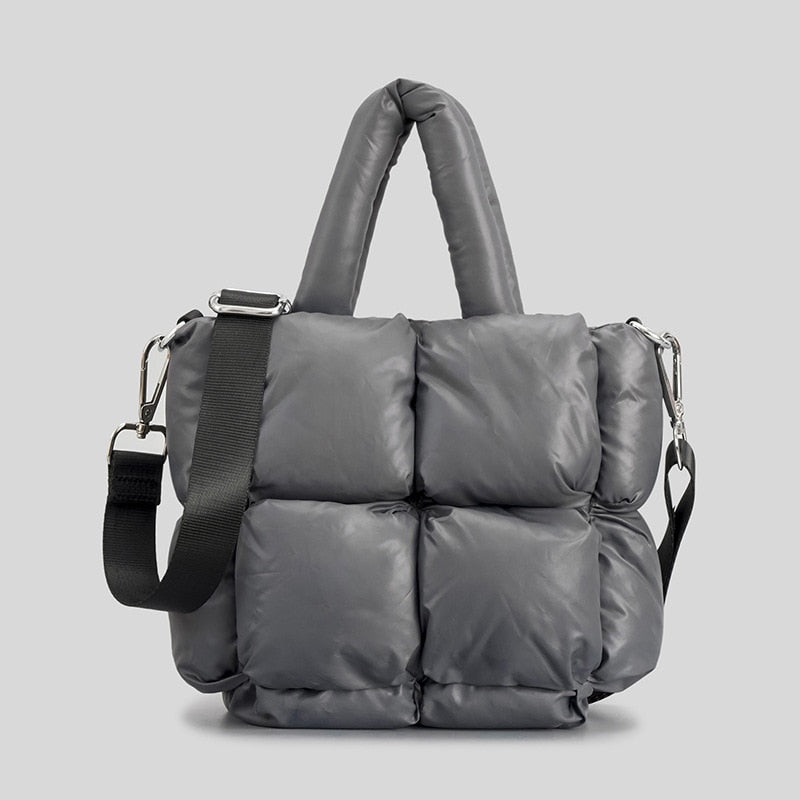 Grey Mini Puffer Tote Bag