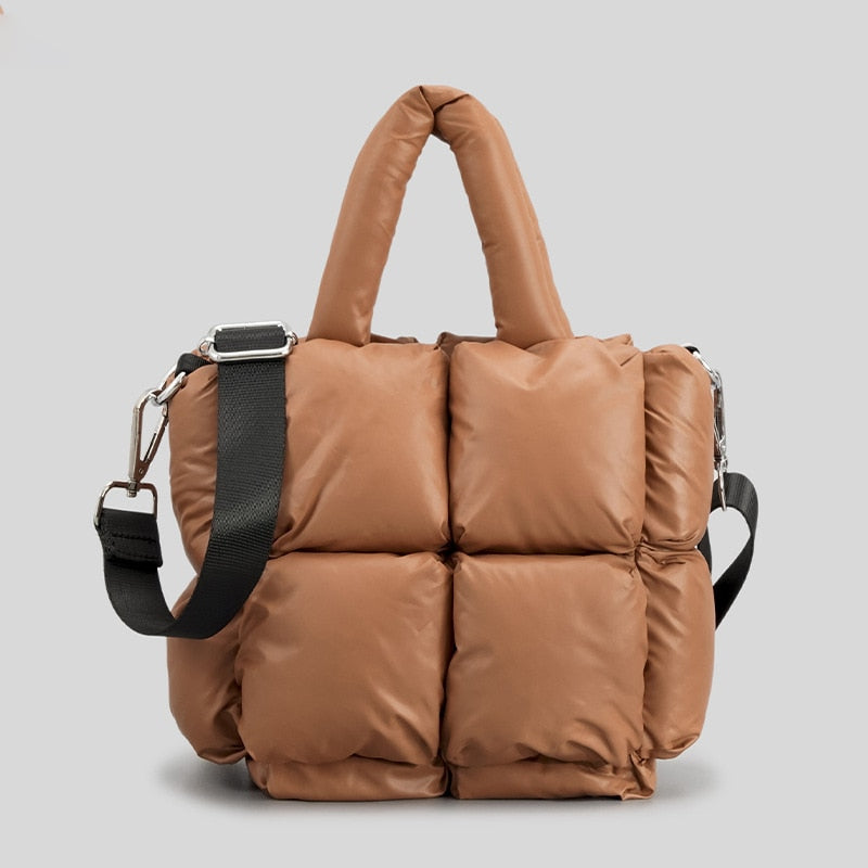 Brown Mini Puffer Tote Bag