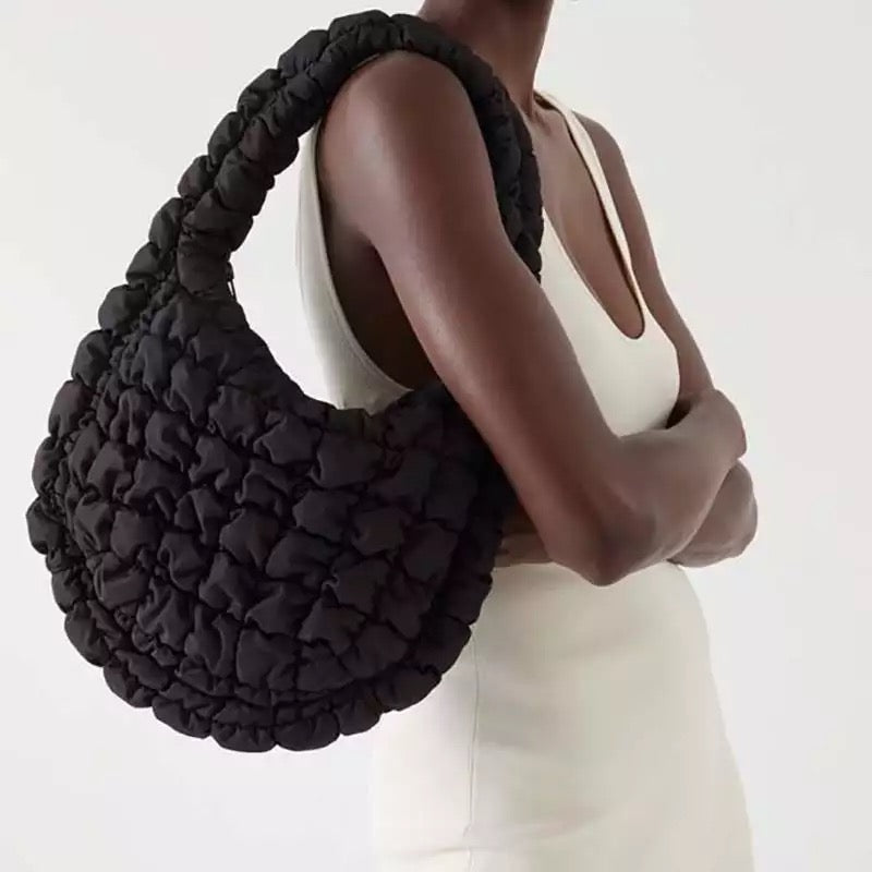 Ruched Faux Leather Shoulder Bag (2 Colors) – Momni Boutique
